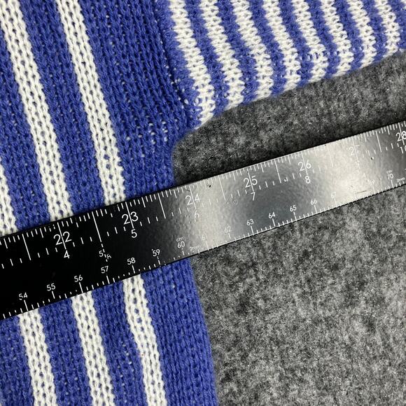 A Benedetto Sweater Mens Medium Blue White Striped Abstract Graphic Pullover - Picture 4 of 7